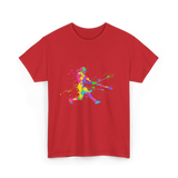 Colorful Softball Player Softball T-Shirt - Red