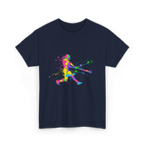 Colorful Softball Player Softball T-Shirt - Navy