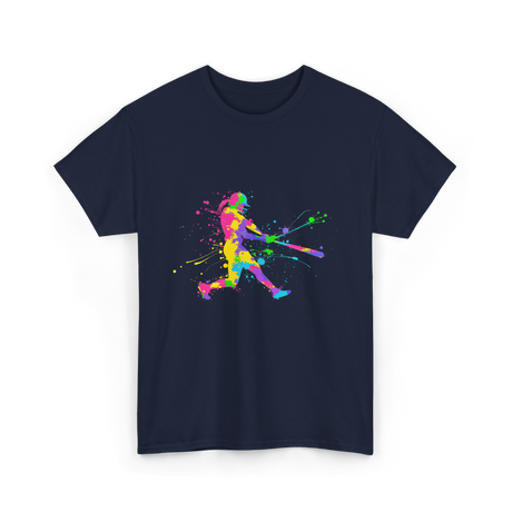 Colorful Softball Player Softball T-Shirt - Navy