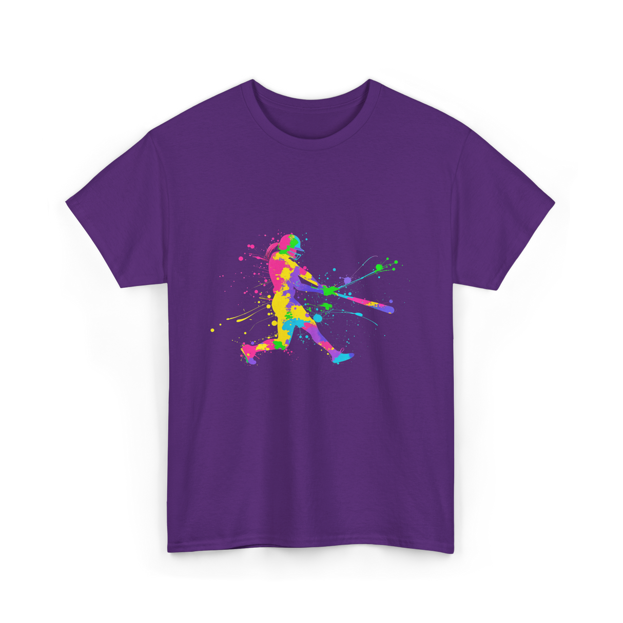 Colorful Softball Player Softball T-Shirt - Purple