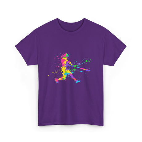 Colorful Softball Player Softball T-Shirt - Purple