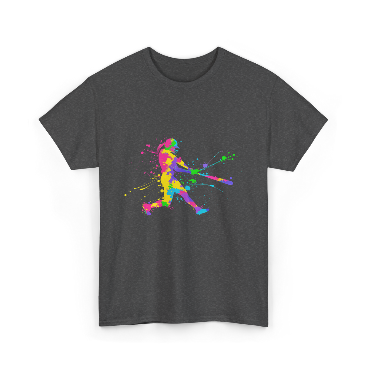 Colorful Softball Player Softball T-Shirt - Dark Heather