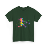 Colorful Softball Player Softball T-Shirt - Forest Green