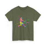 Colorful Softball Player Softball T-Shirt - Military Green