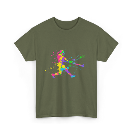 Colorful Softball Player Softball T-Shirt - Military Green