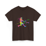 Colorful Softball Player Softball T-Shirt - Dark Chocolate