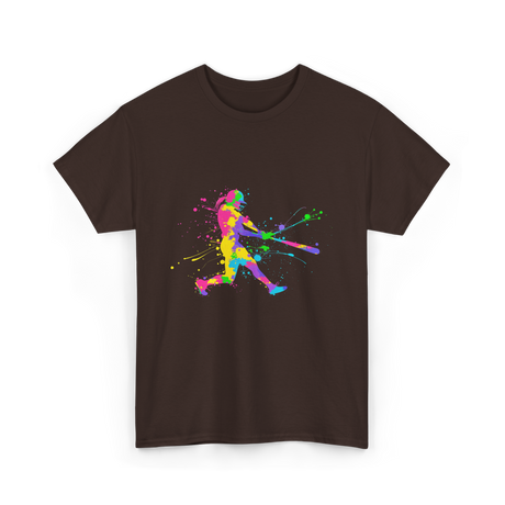 Colorful Softball Player Softball T-Shirt - Dark Chocolate