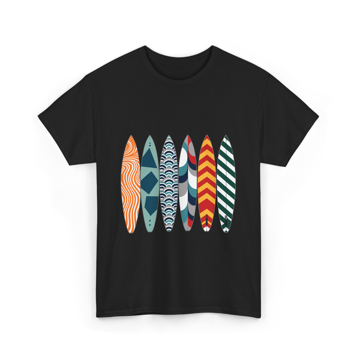 Colorful Surfboards Surfing Art T-Shirt - Black