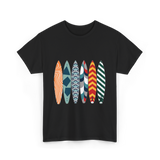 Colorful Surfboards Surfing Art T-Shirt - Black