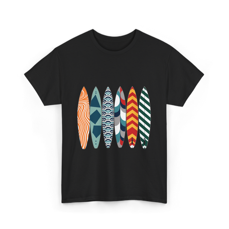 Colorful Surfboards Surfing Art T-Shirt - Black