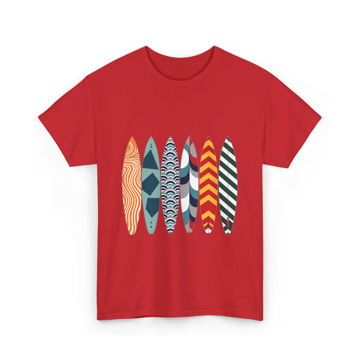 Colorful Surfboards Surfing Art T-Shirt - Red