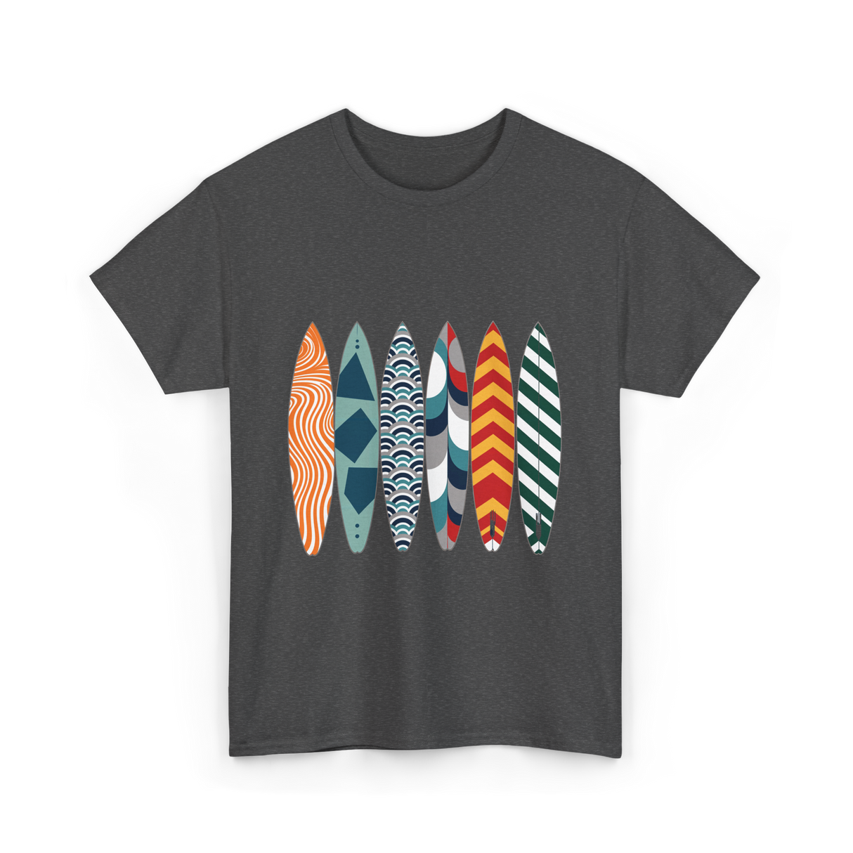 Colorful Surfboards Surfing Art T-Shirt - Dark Heather