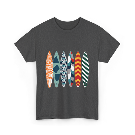 Colorful Surfboards Surfing Art T-Shirt - Dark Heather