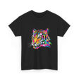 Colorful Tiger Art Animals T-Shirt - Black