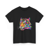 Colorful Tiger Art Animals T-Shirt - Black