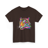 Colorful Tiger Art Animals T-Shirt - Dark Chocolate