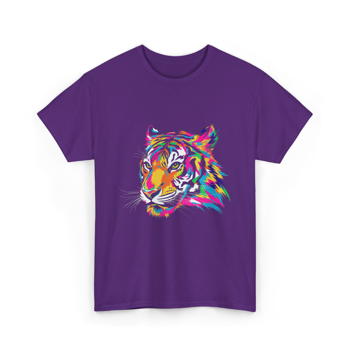 Colorful Tiger Art Animals T-Shirt - Purple