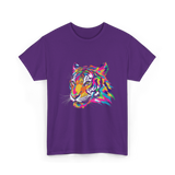 Colorful Tiger Art Animals T-Shirt - Purple