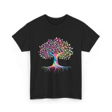 Colorful Tree Art Nature Design T-Shirt - Black