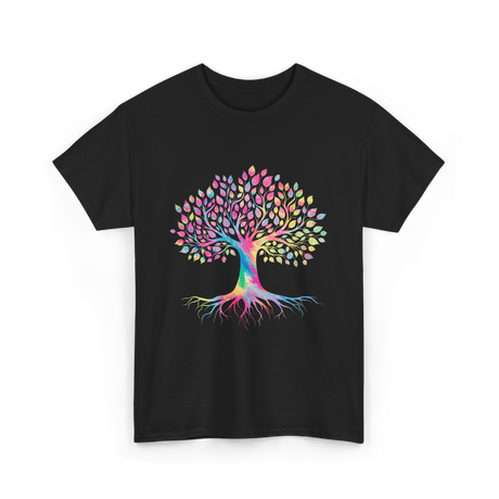 Colorful Tree Art Nature Design T-Shirt - Black