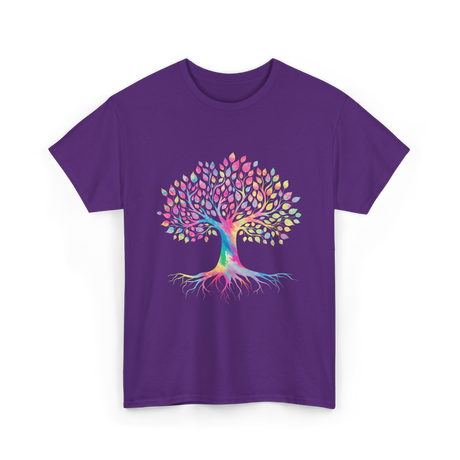 Colorful Tree Art Nature Design T-Shirt - Purple