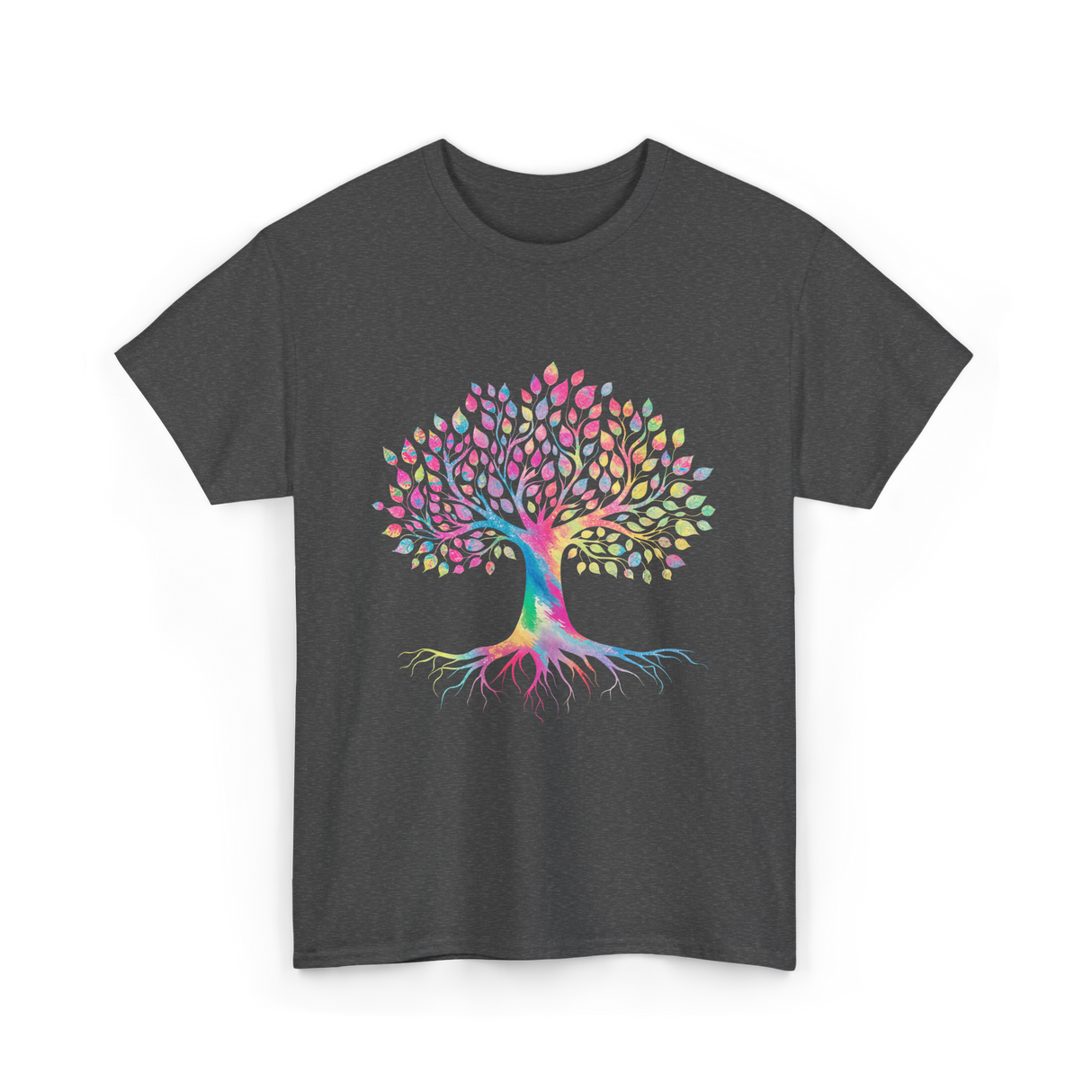 Colorful Tree Art Nature Design T-Shirt - Dark Heather