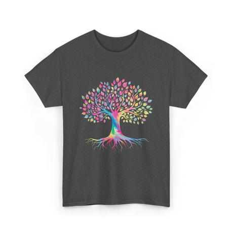 Colorful Tree Art Nature Design T-Shirt - Dark Heather