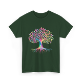 Colorful Tree Art Nature Design T-Shirt - Forest Green