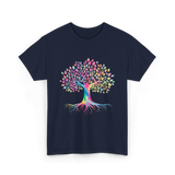 Colorful Tree Art Nature Design T-Shirt - Navy