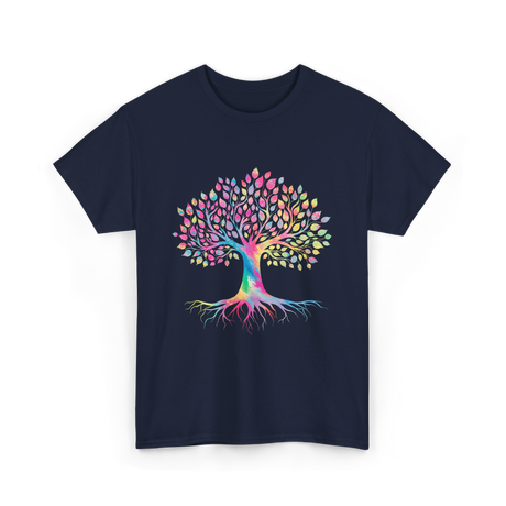 Colorful Tree Art Nature Design T-Shirt - Navy