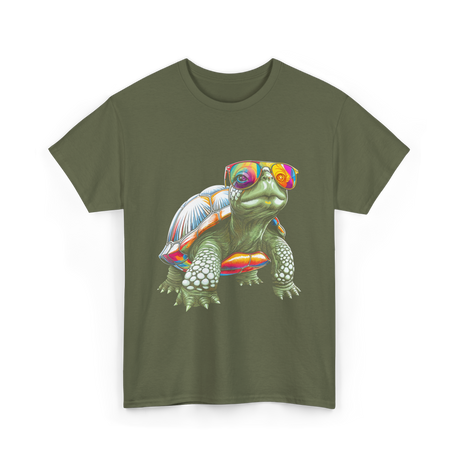 Colorful Turtle Turtle Lover T-Shirt - Military Green