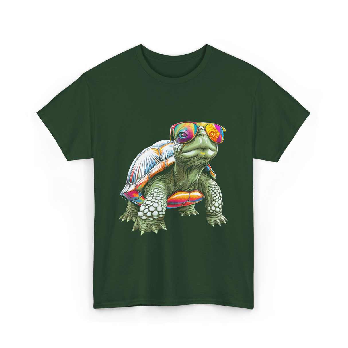 Colorful Turtle Turtle Lover T-Shirt - Forest Green