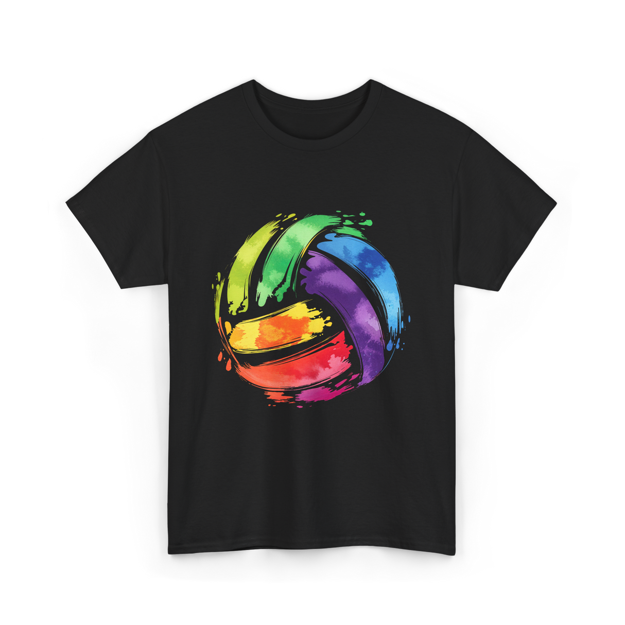 Colorful Volleyball T-Shirt - Black