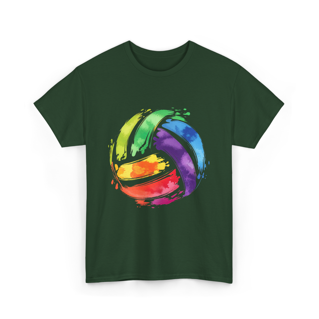 Colorful Volleyball T-Shirt - Forest Green