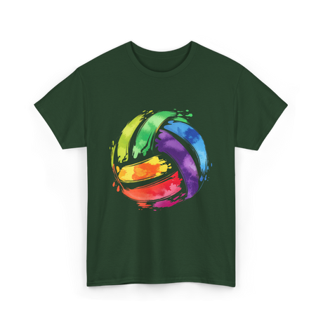 Colorful Volleyball T-Shirt - Forest Green