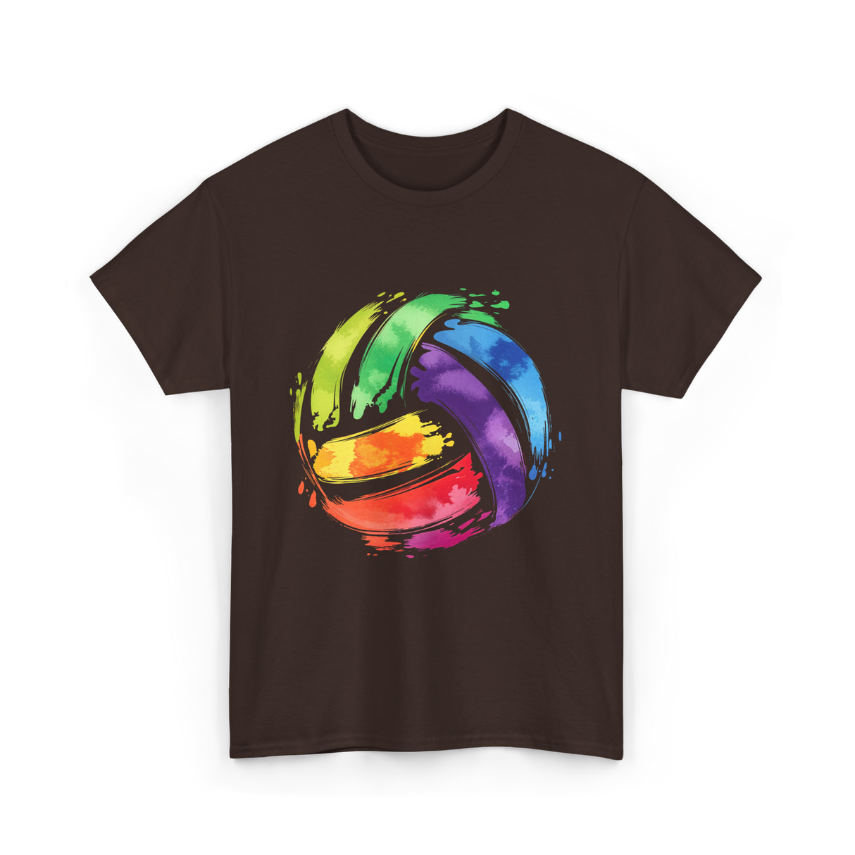 Colorful Volleyball T-Shirt - Dark Chocolate