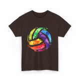 Colorful Volleyball T-Shirt - Dark Chocolate