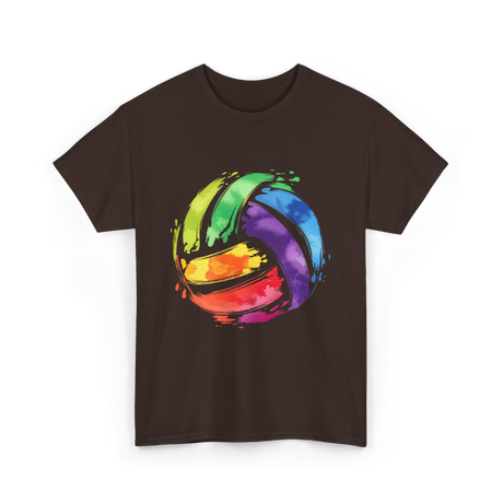 Colorful Volleyball T-Shirt - Dark Chocolate