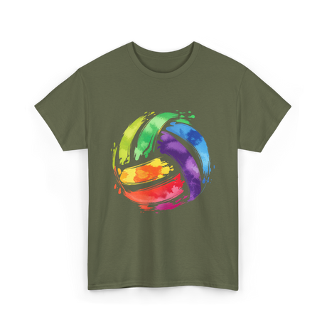 Colorful Volleyball T-Shirt - Military Green