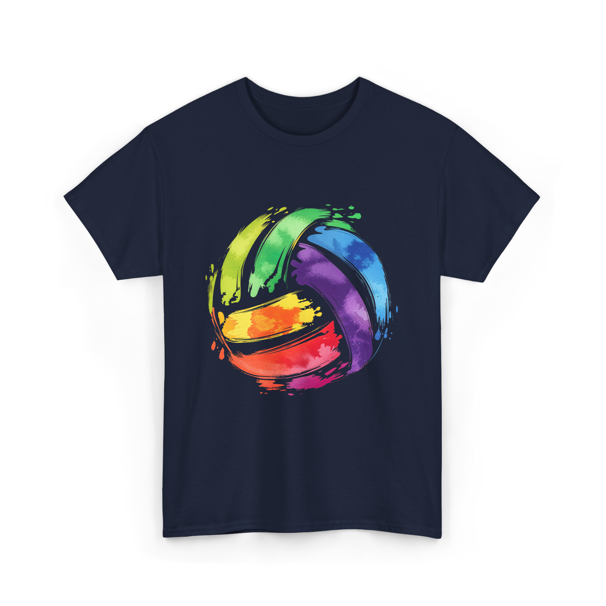 Colorful Volleyball T-Shirt - Navy