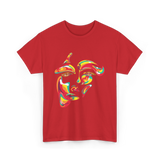 Colorful Woman Abstract Art Face T-Shirt - Red