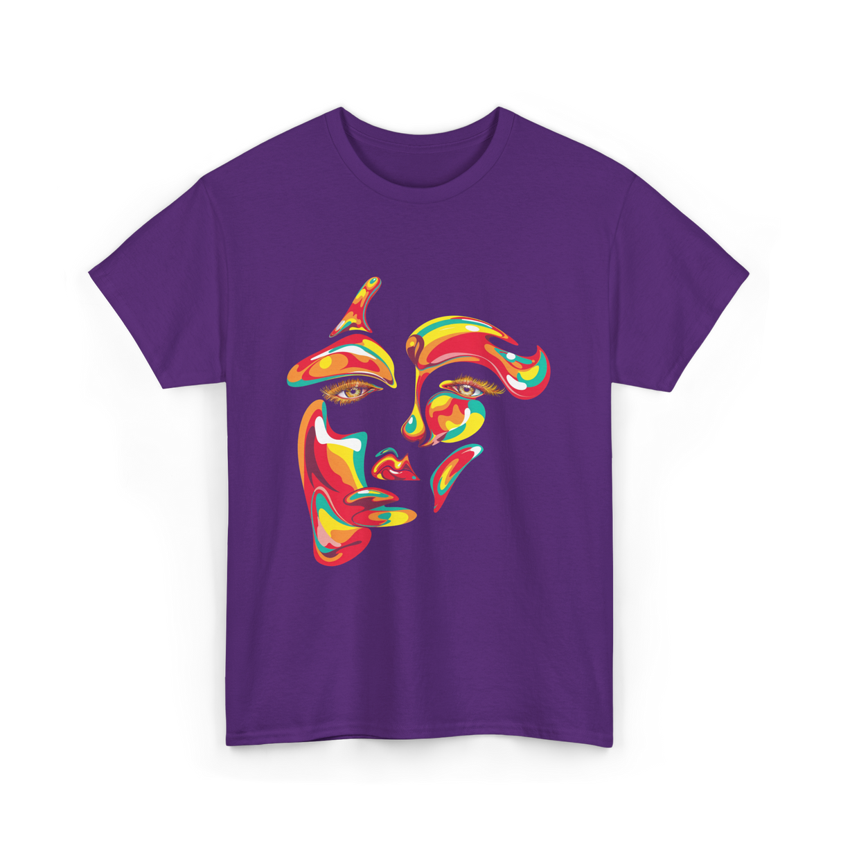 Colorful Woman Abstract Art Face T-Shirt - Purple