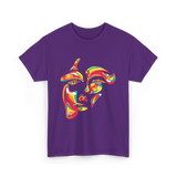 Colorful Woman Abstract Art Face T-Shirt - Purple