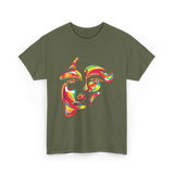 Colorful Woman Abstract Art Face T-Shirt - Military Green