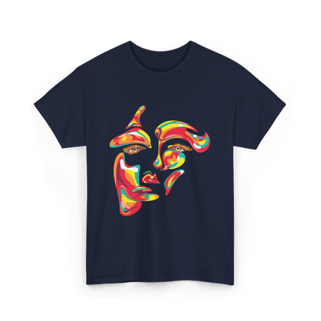 Colorful Woman Abstract Art Face T-Shirt - Navy