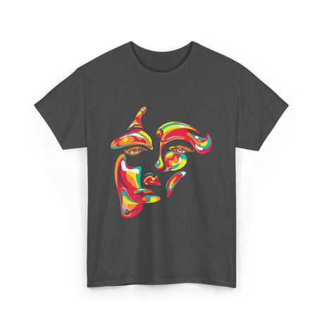 Colorful Woman Abstract Art Face T-Shirt - Dark Heather