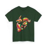 Colorful Woman Abstract Art Face T-Shirt - Forest Green