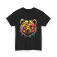 Colourful Bear Artwork Animal Art T-Shirt - Black