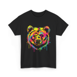 Colourful Bear Artwork Animal Art T-Shirt - Black