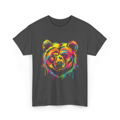 Colourful Bear Artwork Animal Art T-Shirt - Dark Heather